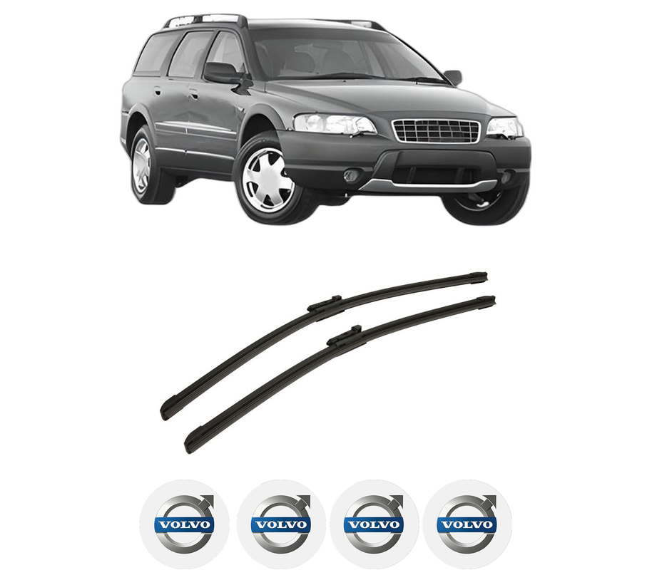 Set stergatoare auto VOLVO XC70 I Cross Country (295) din 1997-2007, pentru parbriz auto, 2 bucati, Bosch Aerotwin, din cauciuc siliconat rezistent, 4 Stickere Auto VOLVO