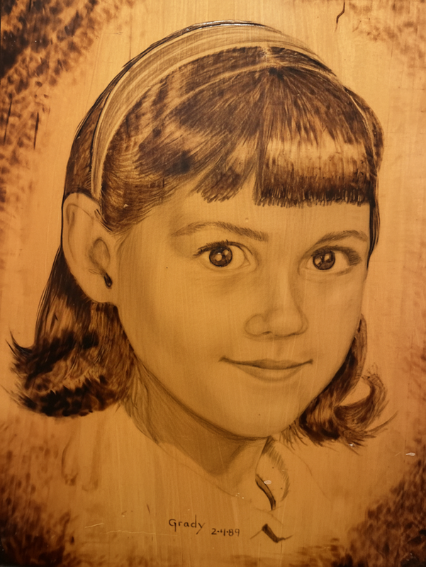 Aunt Jane — a woodburning by Grady Summers