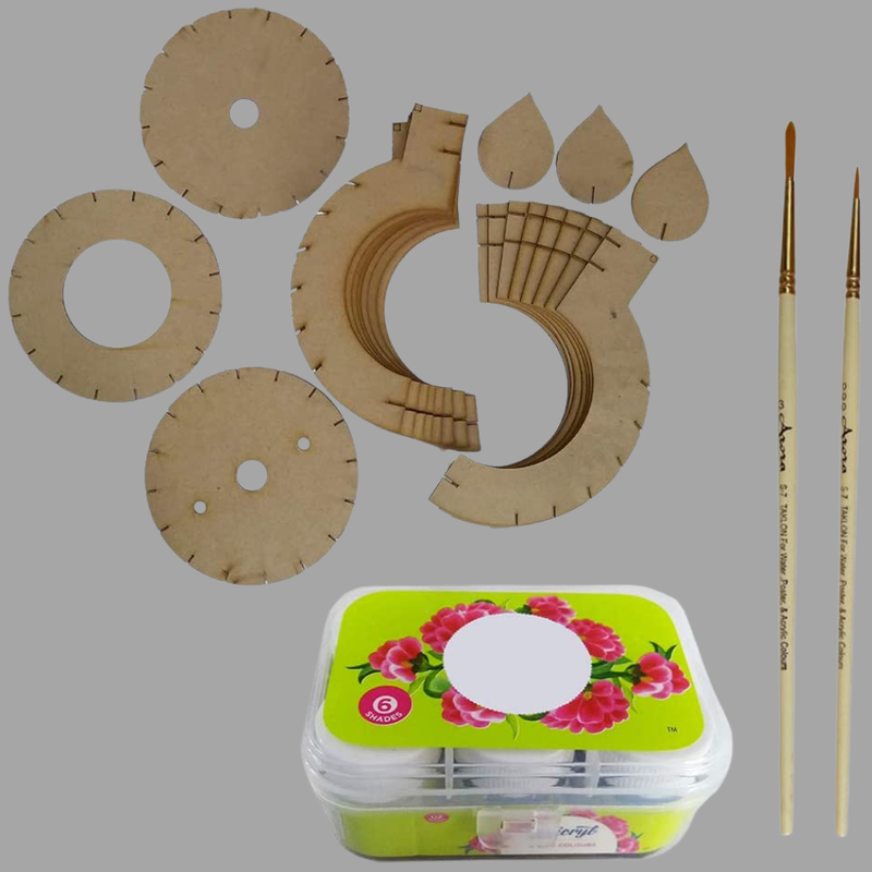 Madhubani Painting on MDF Lantern DIY Kit 