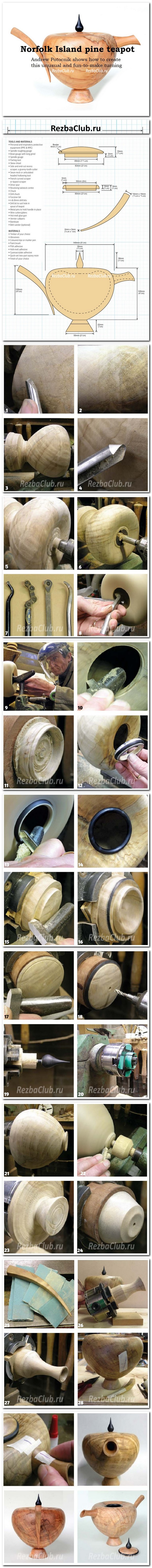 Инструкция токарю - чайник из дерева