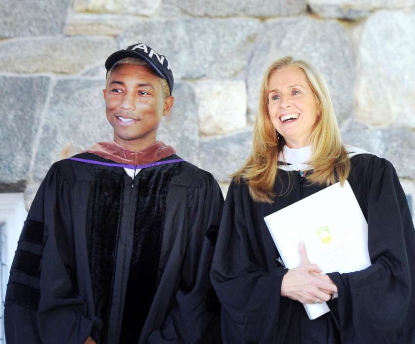 Pharrell Williams With Greenwich Academy Head Of School Molly King (May 24, 2018)