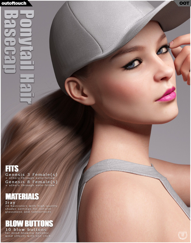 Basecap Ponytail Hair for Genesis 3 and 8 Female(s)