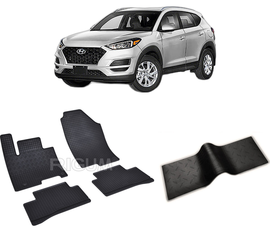 Set covorase auto HYUNDAI TUCSON IV din 12.2020-PREZENT, cu covoras tunel median, CAROSERIE SUV, Presuri cauciuc 100%, compatibil cu autoturismul HYUNDAI TUCSON IV, Rigum