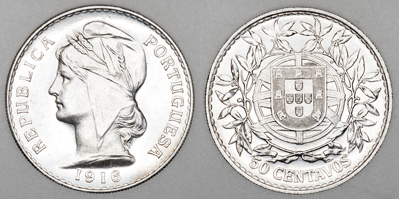 Las monedas de plata de la I República Portuguesa (1910-1926). PAS6324b