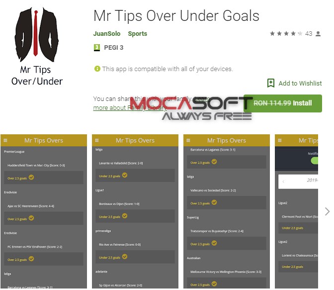 Mr Tips Over Under Goals - full app