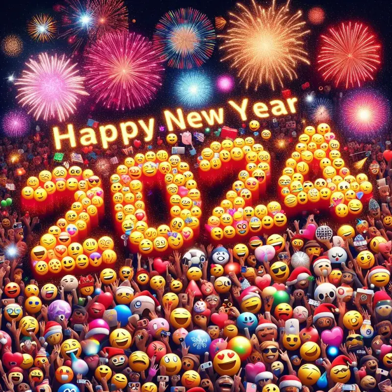 happy new year 2024 emoji art