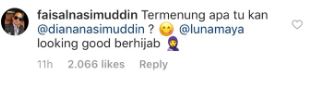 Komentar Faisal Nasimuddin di unggahan Luna Maya