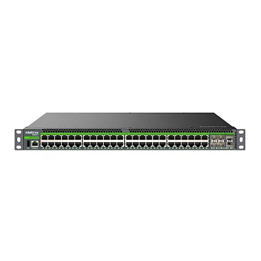 Vista detalhada das portas Gigabit do Switch Intelbras S3054G-B.