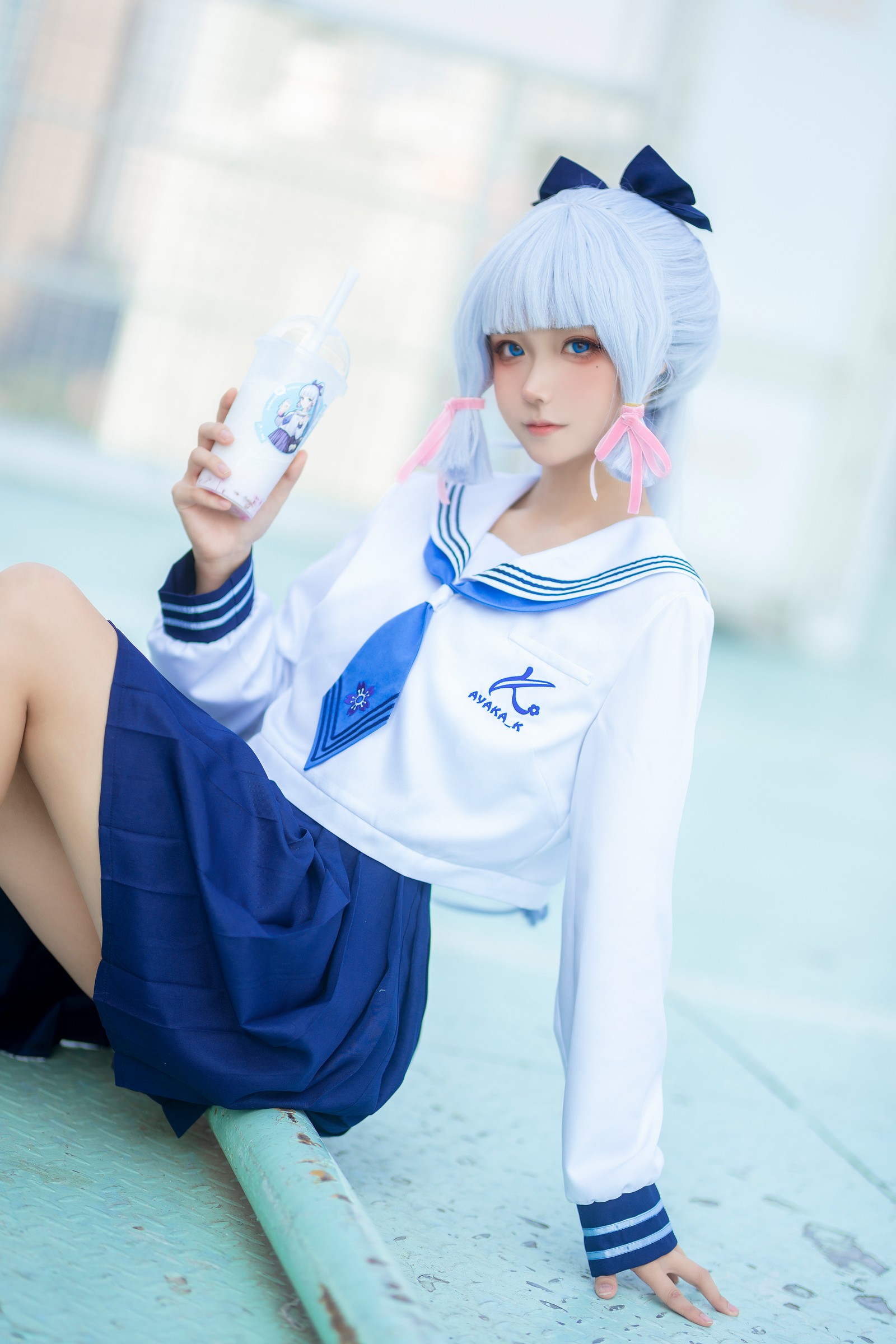 Seya-狮砸 – 原神 凌华 JK Cos 写真集（6P-57MB）插图1