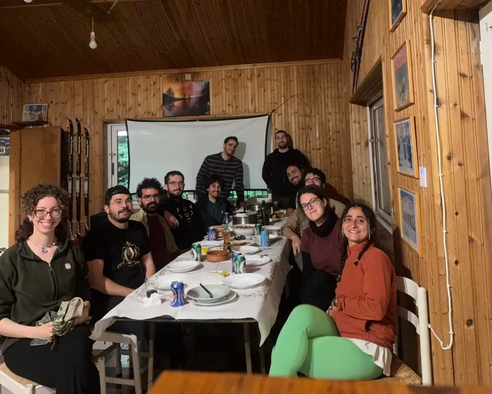 Everyone at the table ready to eat