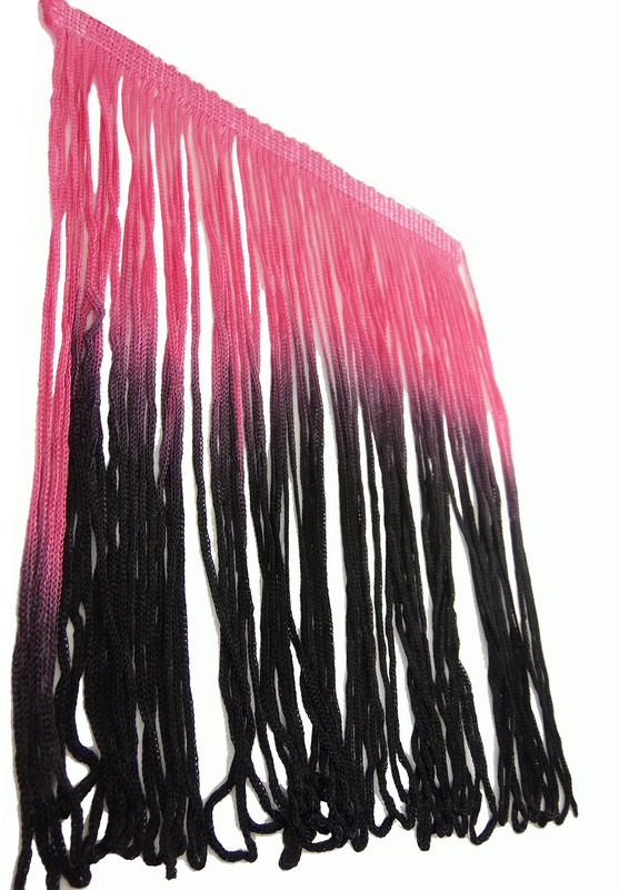 1 Yard Sewing Renaissance Dance Hawaiian Costumes Outfit Drapery 7 Long Royal Blue Fuchsia Magenta Dark Pink Shades Tie-Dye Ombre Multicolor Chainette Thread Yarn Tonal Loop Fringe Hand Dyed