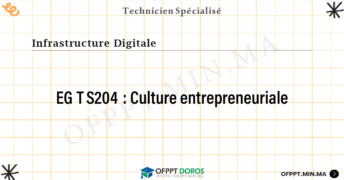 Sommaire détaillé du cours Culture entrepreneuriale EGTS204 OFPPT - Structure du module