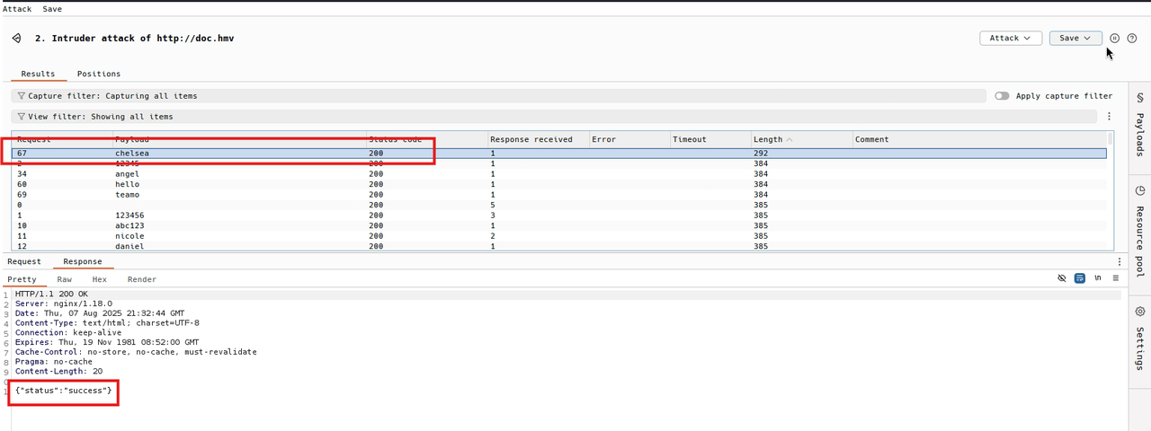 Screenshot of password
