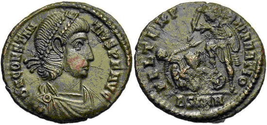 AE3 de Constancio II. FEL TEMP – REPARATIO. Soldado romano alanceando a jinete caído. 06