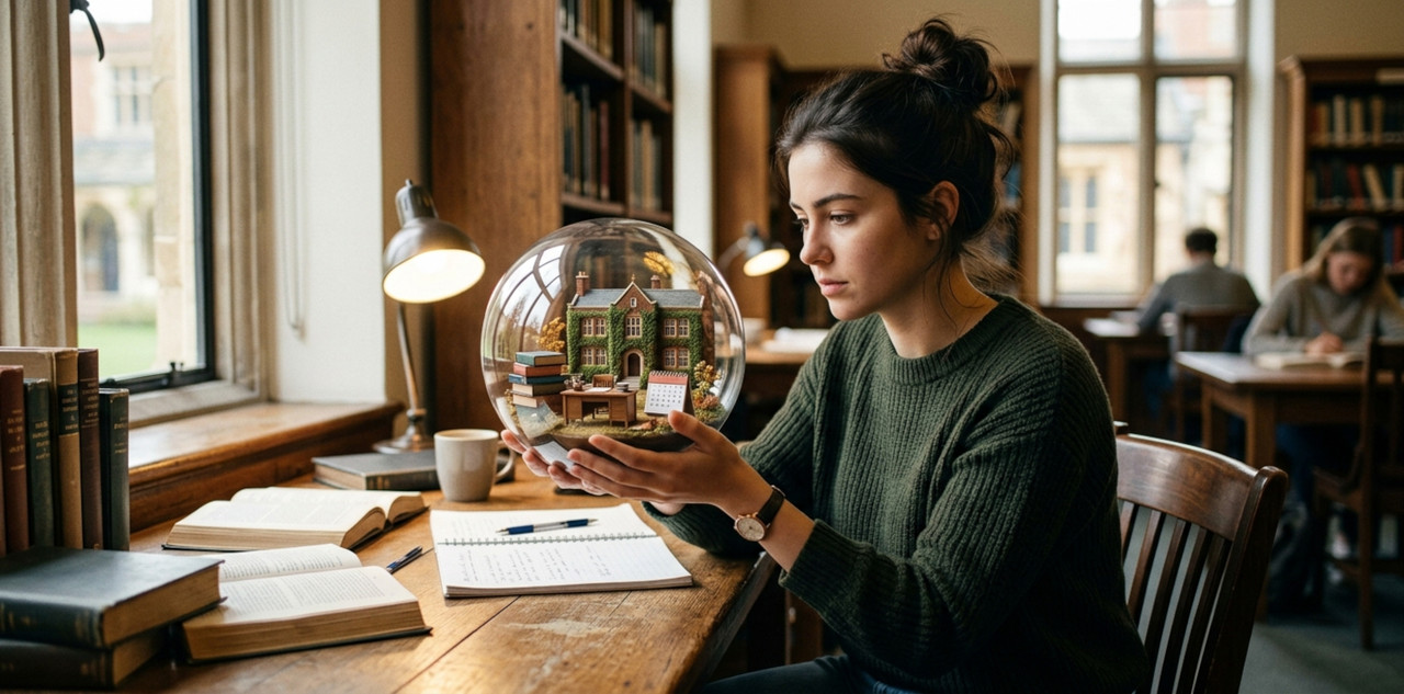 a focused student sitting at a desk