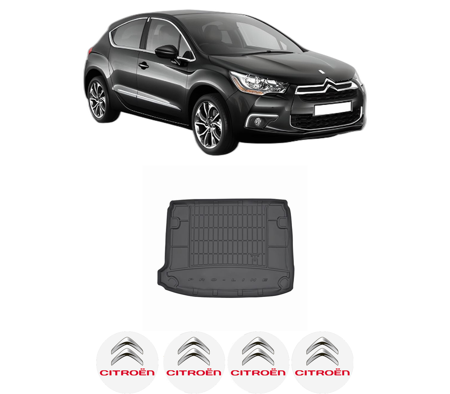 Tavita Portbagaj CITROEN DS4 (NX_) din 2011-2015, Protectie Portbagaj Auto, 4x Stickere auto cu CITROEN