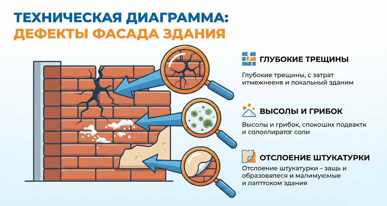 Диагностика аварийного фасада: когда требуется капитальный ремонт