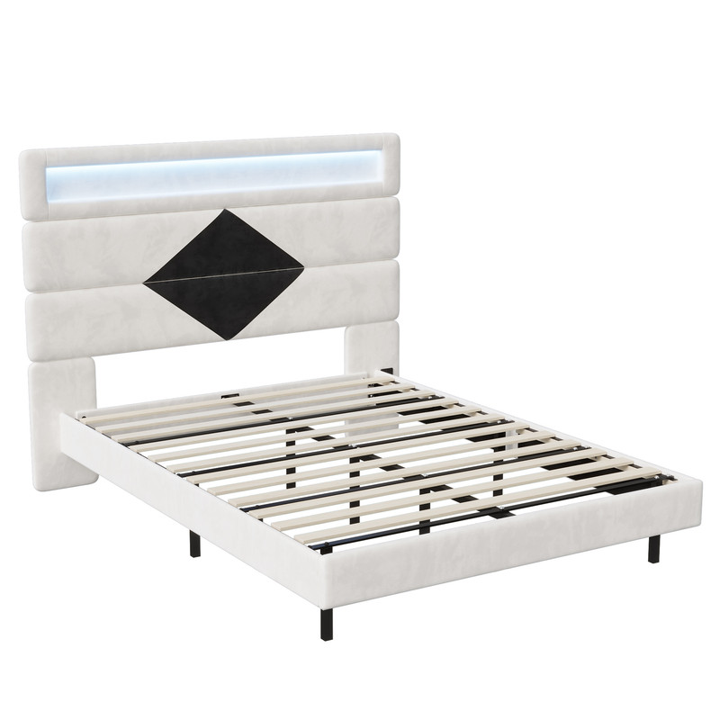 Lit 140 x 190 cm avec LED et USB