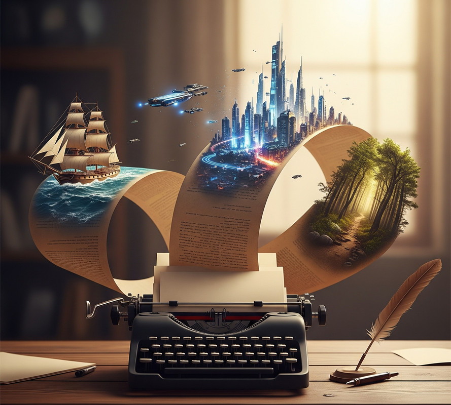 A quill pen rests on a piece of paper, symbolizing creative writing and character crafting.