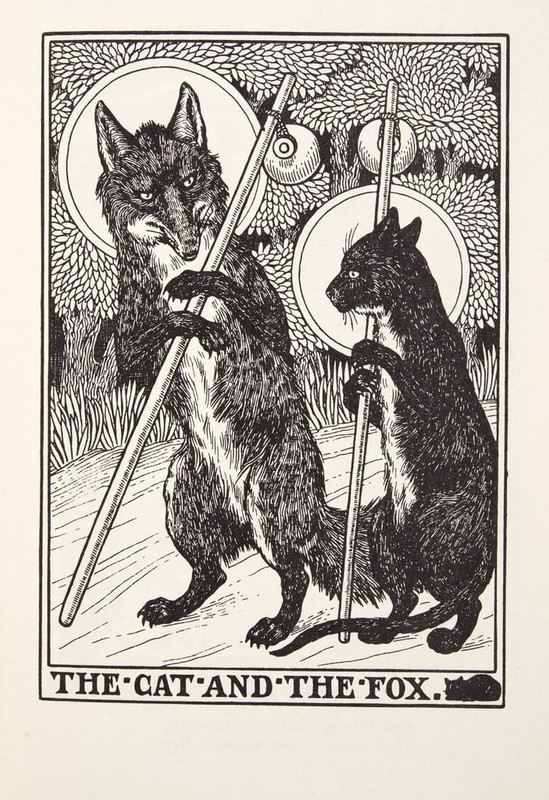 Percy-J-Billingshurst-The-Cat-and-the-Fox-from-Fontaine-Fables-pub-1905-Meister-Drucke-381459