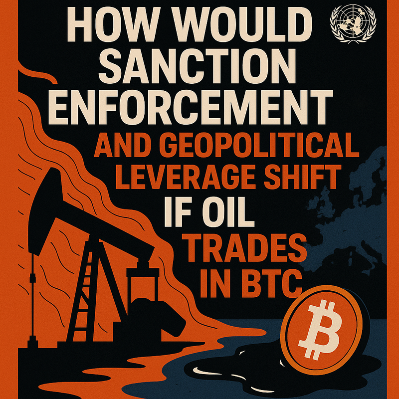How would sanction enforcement and geopolitical leverage shift if oil trades in BTC