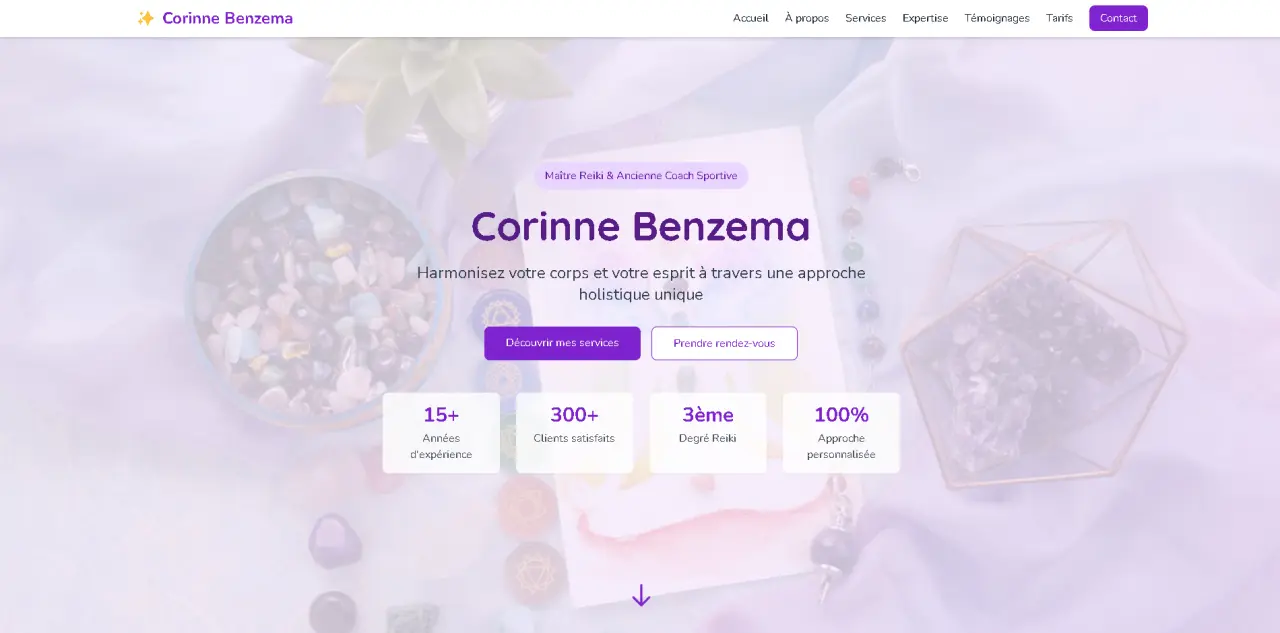 Landing page Corinne Benzema - Coach sportive et Maître Reiki