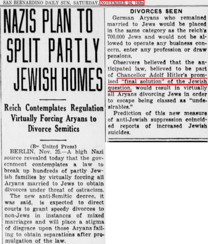 Holocaust The San Bernardino Daily Sun November 1938 Hitle — Postimages