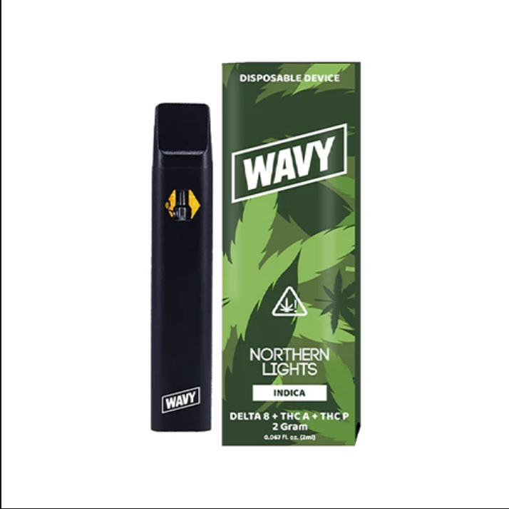 Wavvy Extracts 2 Gram disposable vape with dual-chamber live resin and liquid diamonds, featuring strain-driven flavors like Peach Dream, Pink Runtz, Cherry Soda, Banana OG, Purp Drank, Razz Berry, Watermelon Nerds, and Baja Blast.