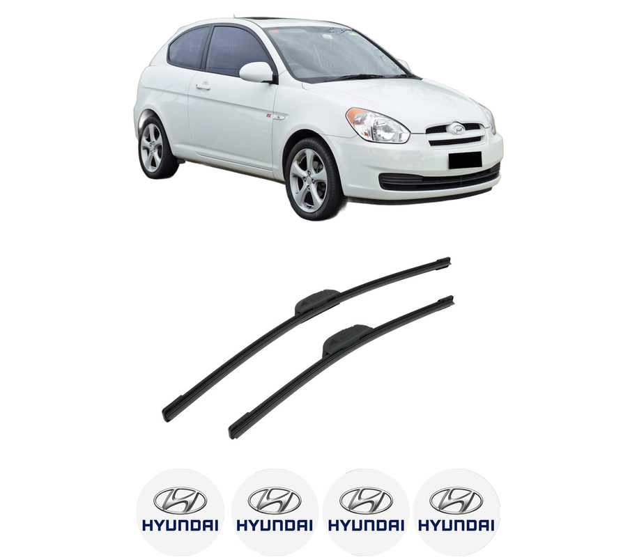 Set stergatoare auto HYUNDAI ACCENT III (MC) din 2005-2010, pentru parbriz auto, 2 bucati, Bosch Aerotwin Retrofit, din cauciuc siliconat rezistent, 4 Stickere Auto HYUNDAI