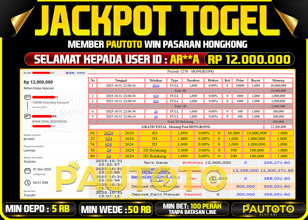 BUKTI JACKPOT LUNAS PAUTOTO