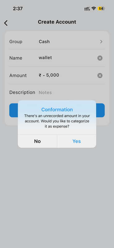 Account Confirmation Popup