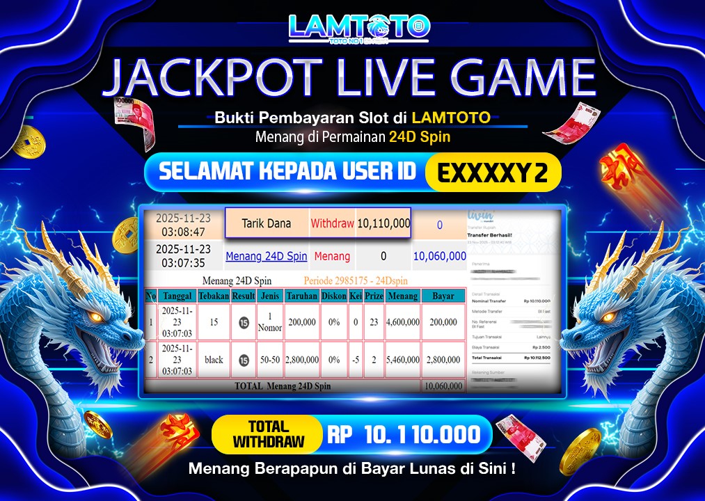 BUKTI JACKPOT LUNAS LAMTOTO