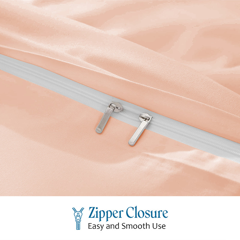 Picture of 1000 TC 100% Egyptian Cotton Duvet set Zipper Closur Ultra Soft Durable and Fade Resistant Color Peach Solid size Queen
