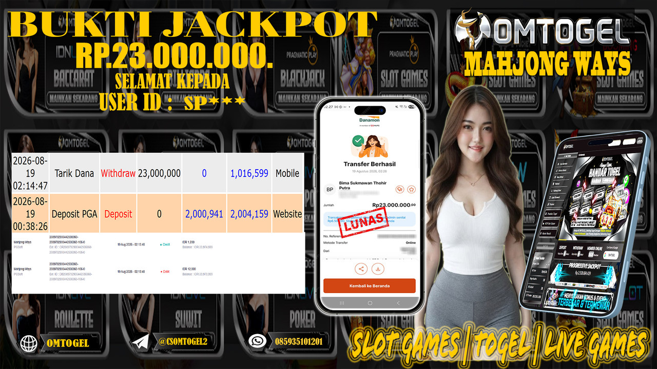 OMTOGEL JACKPOT PG SOFT MAHJONG WAYS  Rp,23,000,000,- DIBAYAR LUNAS