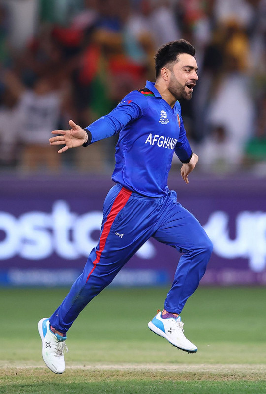 Rashid celebrating after taking a wicket