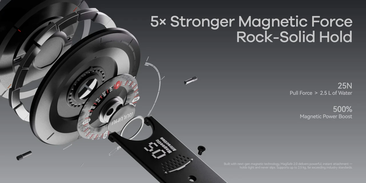 Suport Magnetic pentru telefon, Aulumu G05 Air, Compatibil MagSafe, Rotire 360°, Prindere magnetica puternica, Cutter integrat pentru desfacerea cutiilor, Suport birou, Inel ergonomic, Compact si portabil, Negru G05AIR PC 7