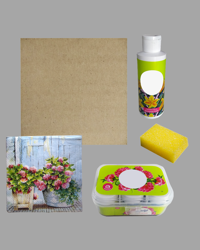 Decoupage Art on MDF Square Board DIY Kit