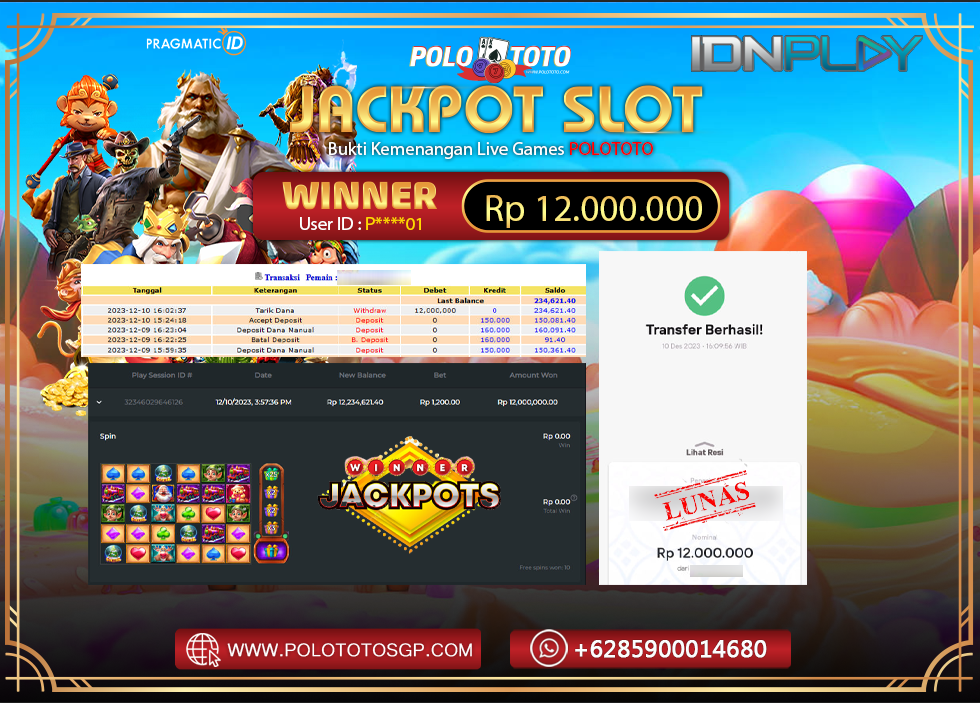 BUKTI PEMBAYARAN JACKPOT DIPOLOTOTO DIBAYAR LUNAS!!!