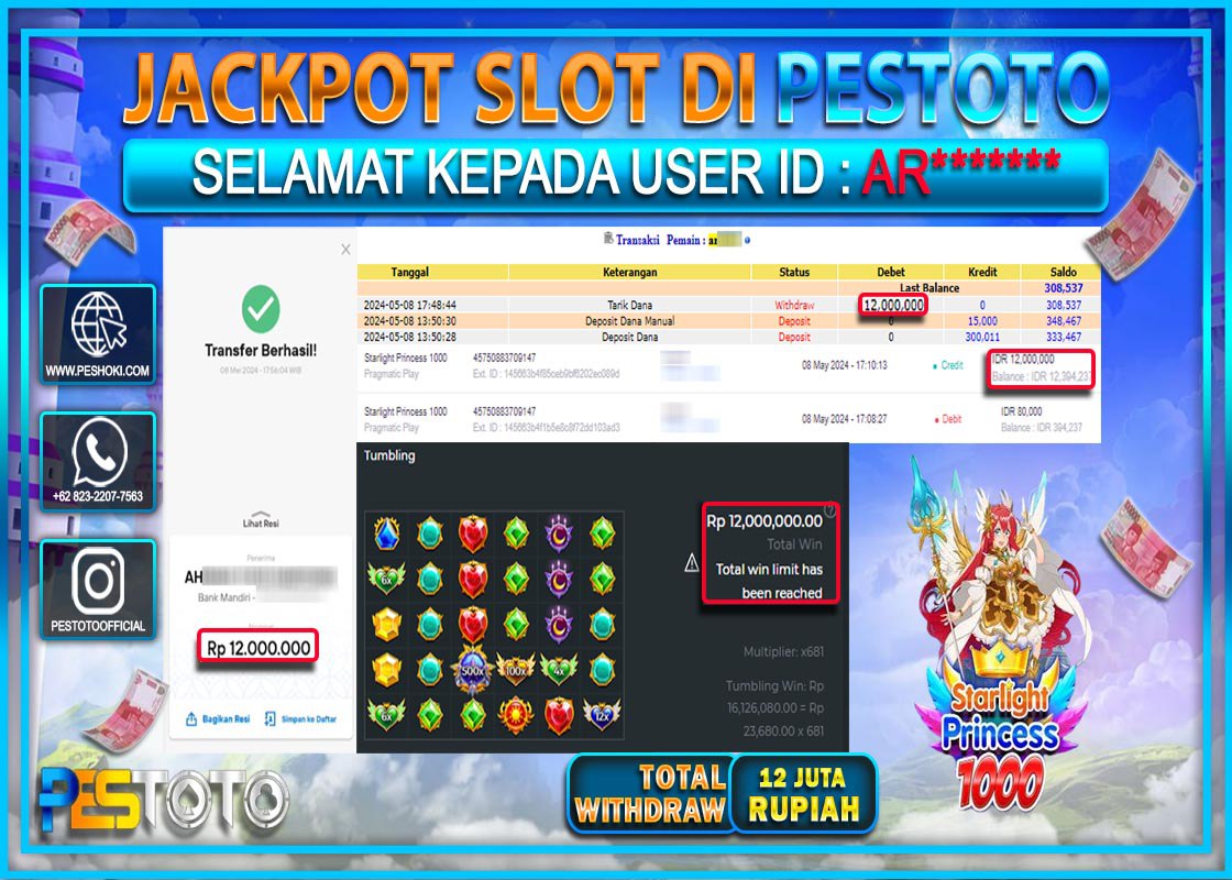 PESTOTO JACKPOT SLOT STRALIGHT PRINCESS Rp.12.000.000.,- LUNAS!!!
