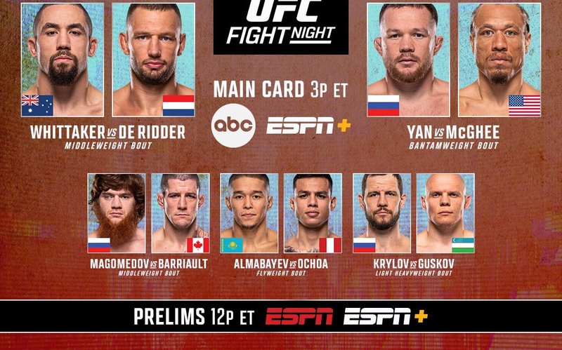 Резултати от UFC on ABC: Уитакър - де Ридер