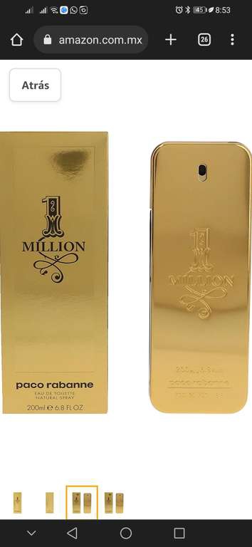 Amazon: Paco Rabanne - 1 Million para hombre— espray EDT de 6.8 onzas (200ml) 
