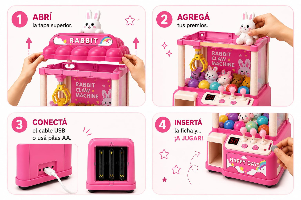 C&oacute;mo preparar la m&aacute;quina de garra Rabbit en 4 pasos