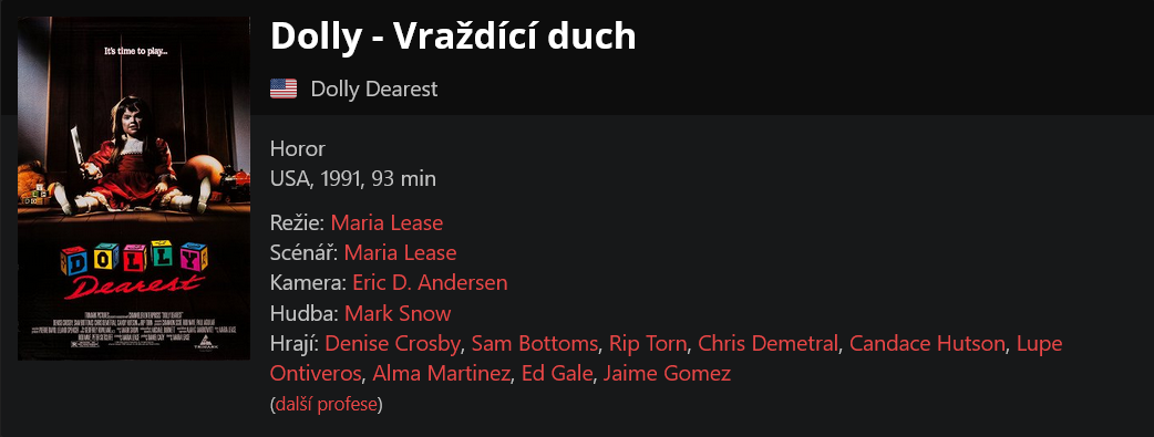Dolly - Vraždící duch / Dolly Dearest (1991)