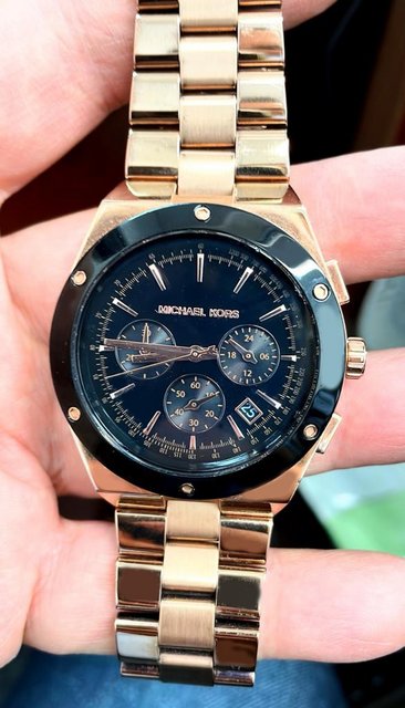 Michael Kors MK6208 Reagan Black Dial Rose Gold Chronograph