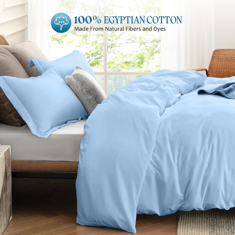 Picture of 1000 TC 100% Egyptian Cotton Duvet set Zipper Closur Ultra Soft Durable and Fade Resistant Color Light Blue Solid size Full