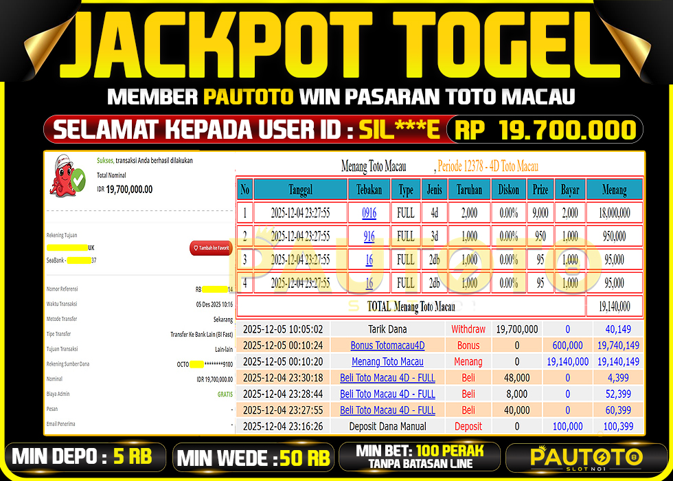 BUKTI JACKPOT LUNAS PAUTOTO