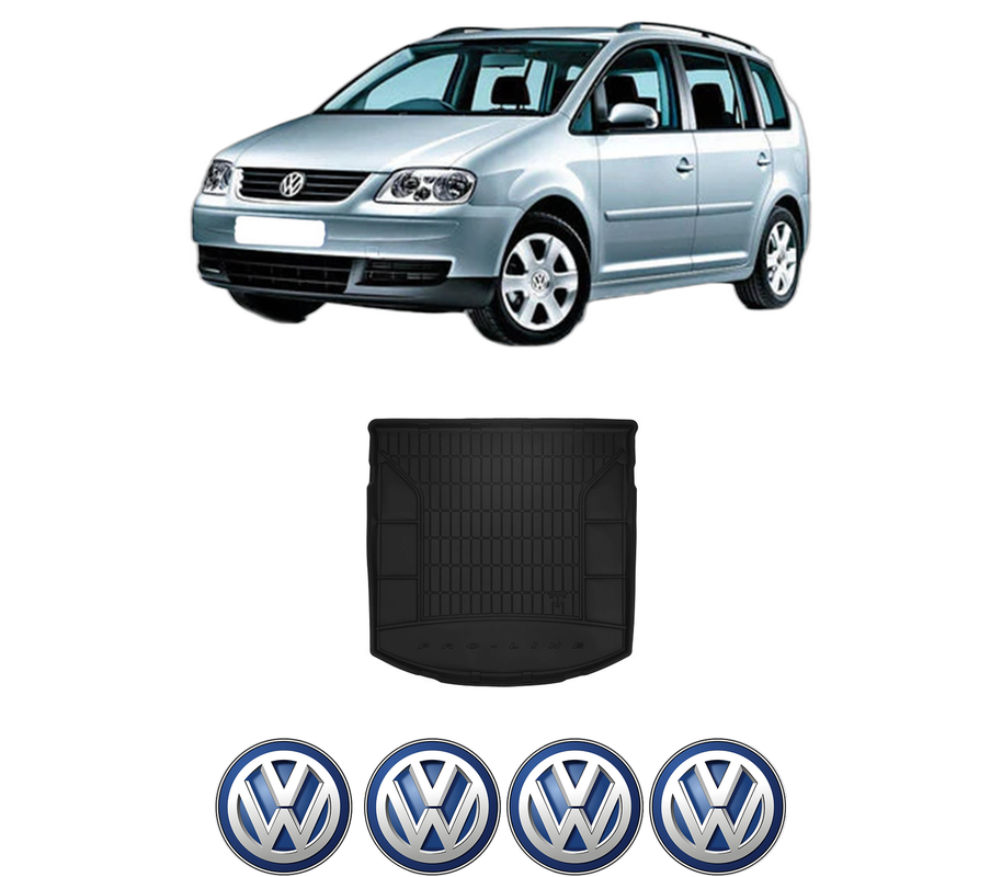 Tavita Portbagaj Volkswagen TOURAN (1T1, 1T2) din 2003-2010, Protectie Portbagaj Auto, 4x Stickere auto cu Volkswagen