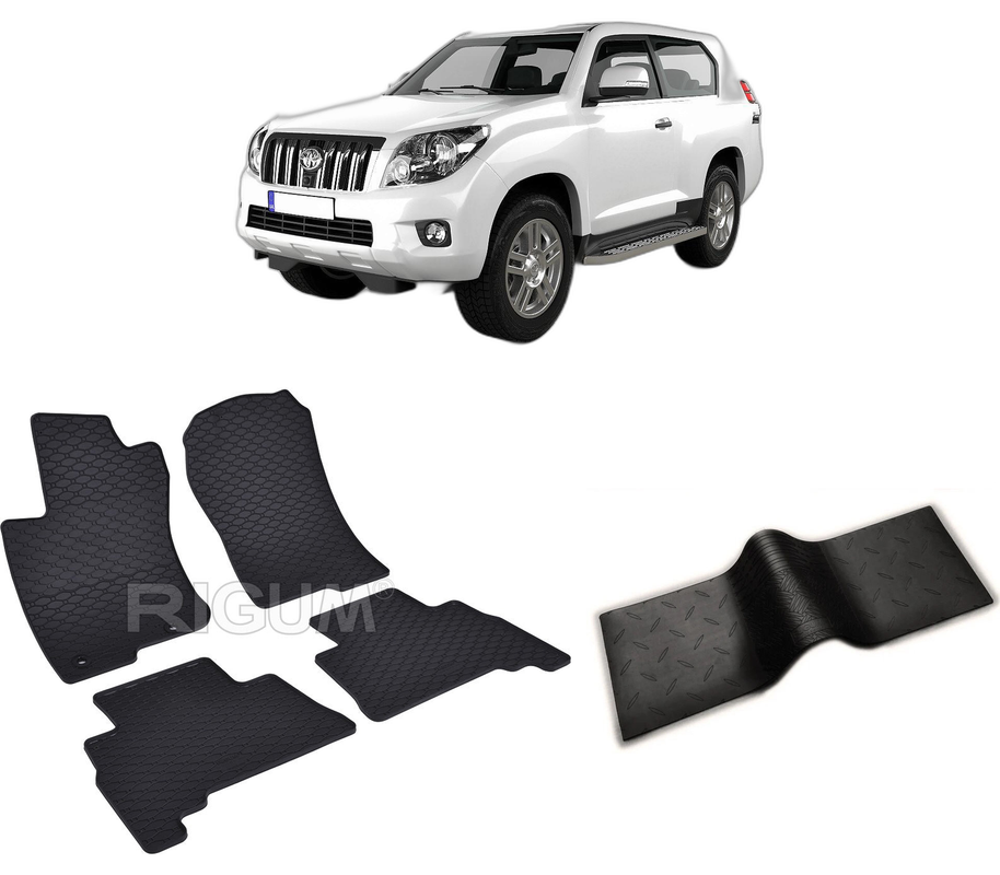 Set covorase auto TOYOTA LAND CRUISER 150 din 11.2009-PREZENT, cu covoras tunel median, CAROSERIE SUV 5 LOCURI, Presuri cauciuc 100%, compatibil cu autoturismul TOYOTA LAND CRUISER 150, Rigum