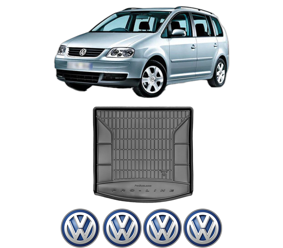 Tavita Portbagaj Volkswagen TOURAN (1T3) din 2010-2015, Protectie Portbagaj Auto, 4x Stickere auto cu Volkswagen