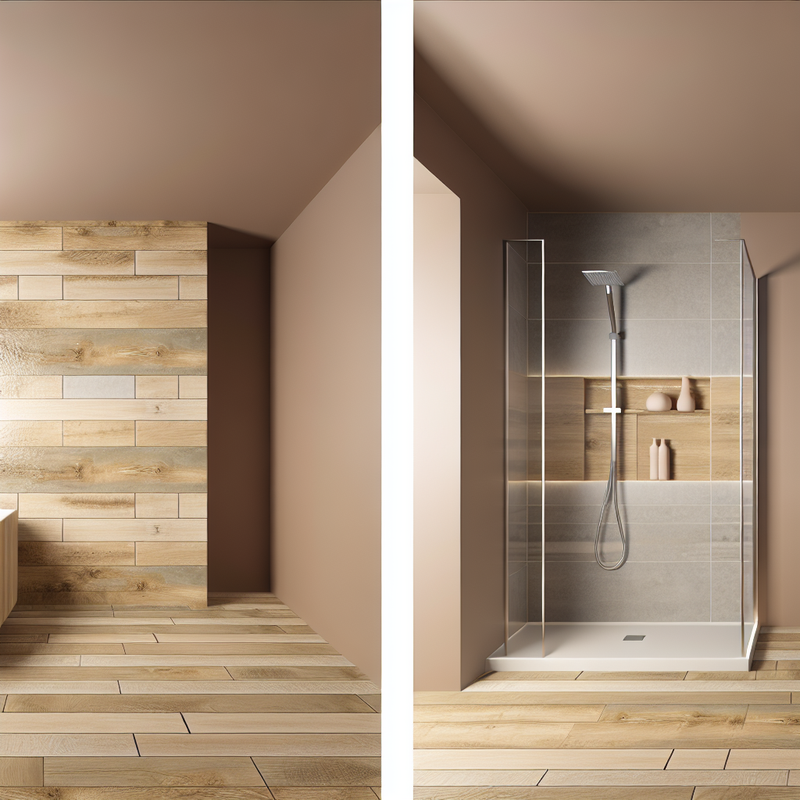 Керамогранит под дерево в интерьере ванной